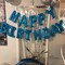 Blue Happy Birthday Balloon Banner – 16-Inch Foil Mylar Letters, Reusable Happy Birthday Sign for Women, Men, Boys, and Girls (Blue)